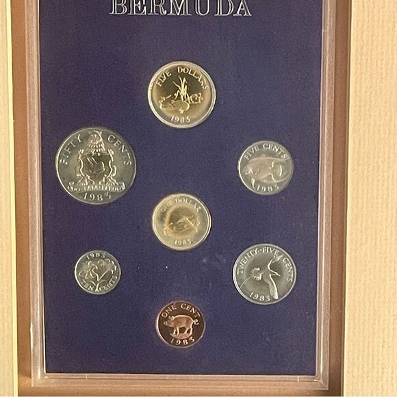 1983 Royal Mint Proof Set Bermuda Coins & Currency, Framed - Picture 7 of 9